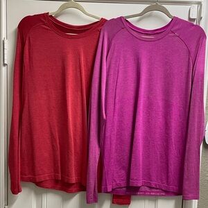 lululemon athletica Metal Vent Tech Long Sleeve Tees - Vibrant Red and Bold Pink